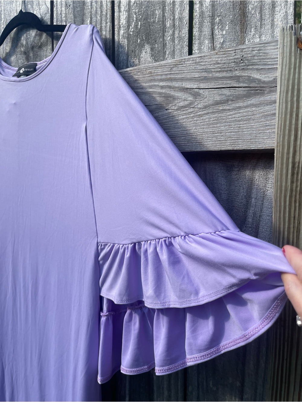 Ashley Stewart Lilac Ruffle Sleeve Dress Sz 1X - Picture 4 of 11